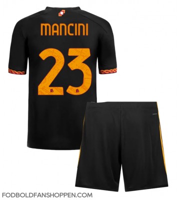 AS Roma Gianluca Mancini #23 Tredjetrøje Børn 2023-24 Kortærmet (+ Korte bukser)